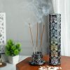 Crocon Handmade Black Marble Soapstone Incense Stick Burner Round Shape Seven Color in Tree of Life Symbol Tower Burner | Candle Holder | Decorative Home & Kitchen 3x3x10 Inch