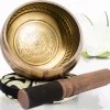 Tibetan Singing Bowl Set Totem Sound Bowl Meditation Bowl Unique Gift Helpful for Meditation Yoga Stress Relief Gold Bowl